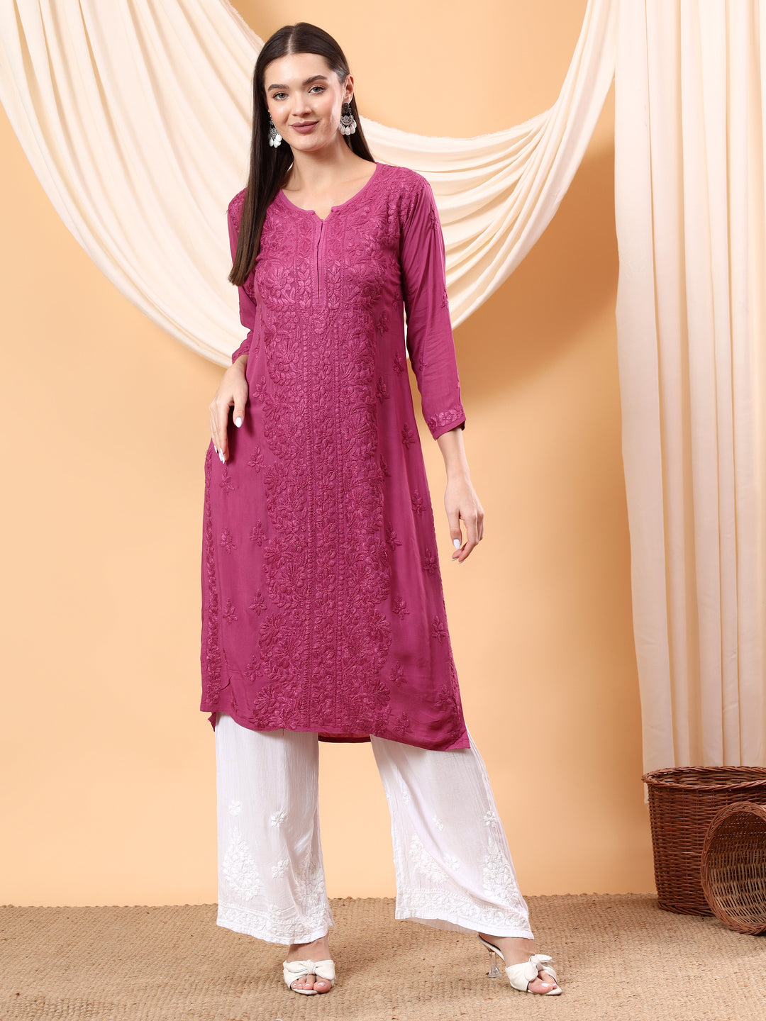 Alina Chikankari Modal Straight Kurta