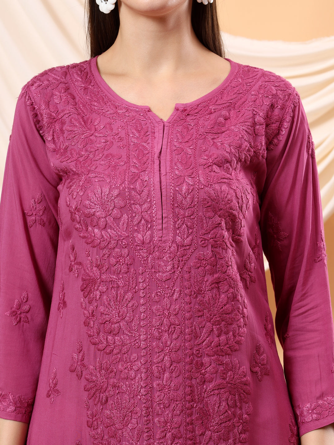 Alina Chikankari Modal Straight Kurta