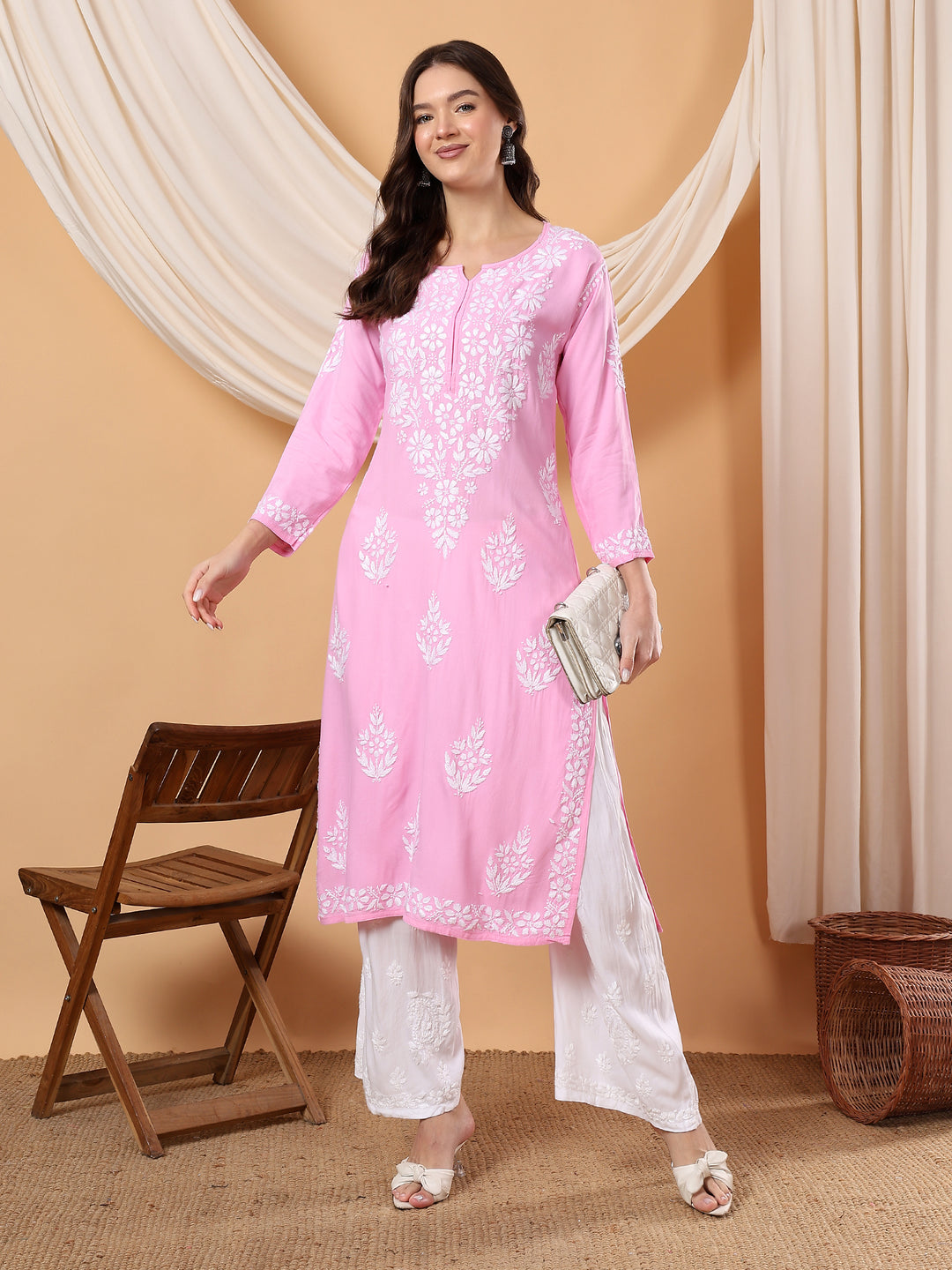 Jahnvi Chikankari Rayon Straight Kurta