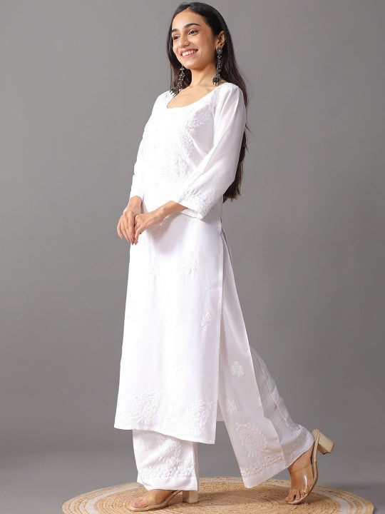 Avika Rayon Chikankari Mukaish Co-ord Set