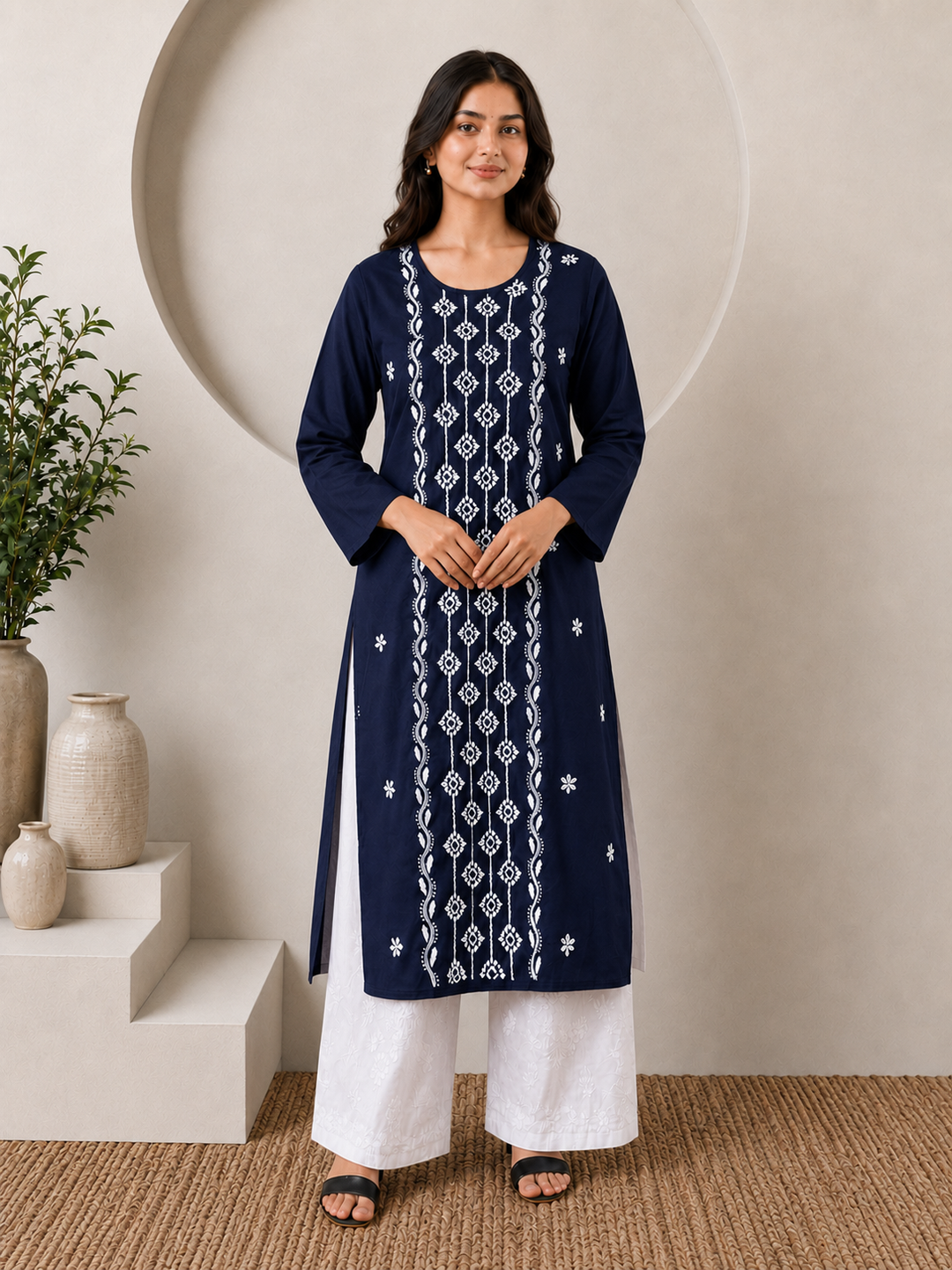 Parul Cotton Chikankari Straight Kurta