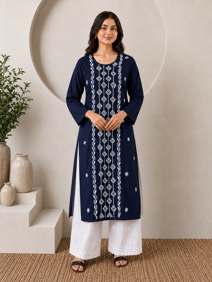 Parul Cotton Chikankari Straight Kurta