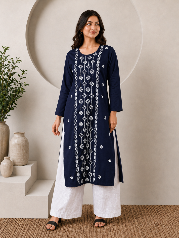 Parul Cotton Chikankari Straight Kurta