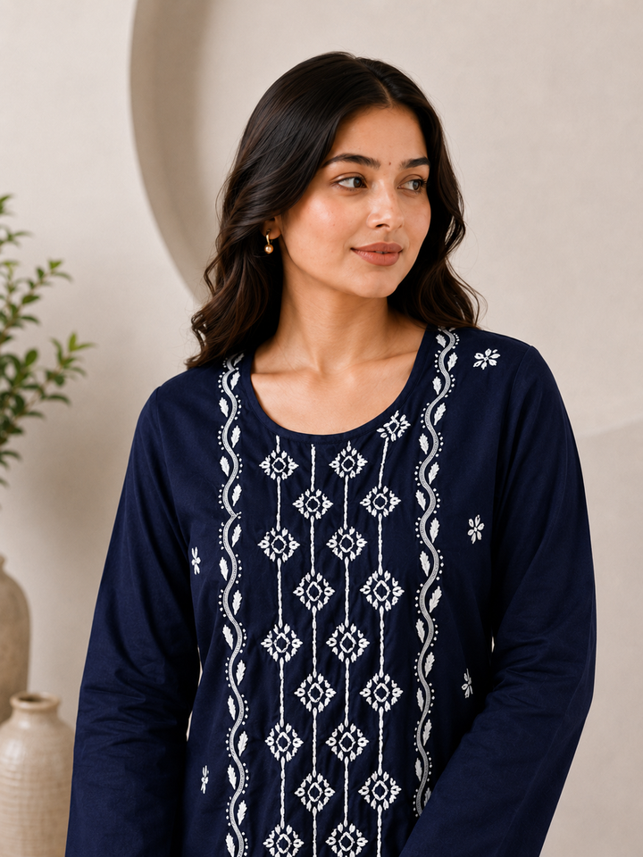 Parul Cotton Chikankari Straight Kurta