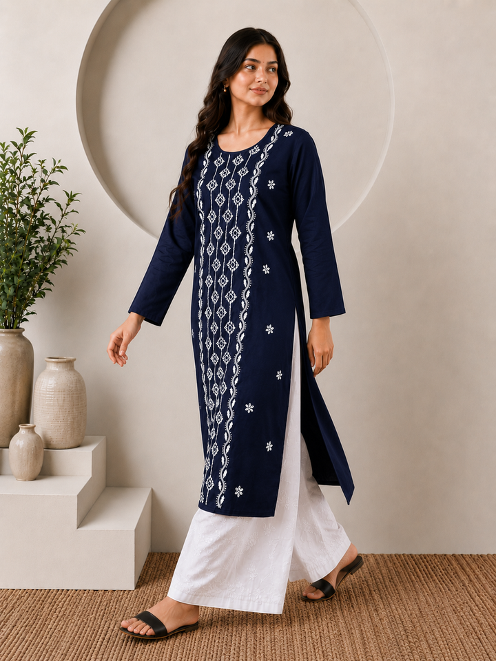 Parul Cotton Chikankari Straight Kurta