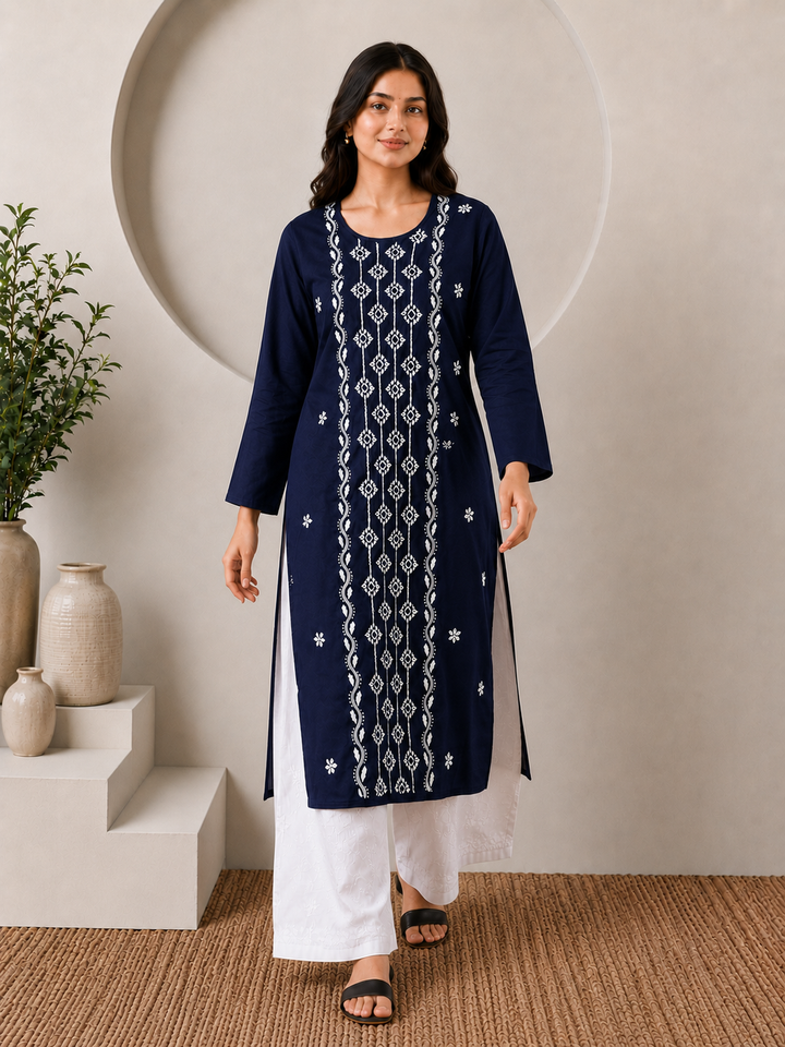 Parul Cotton Chikankari Straight Kurta