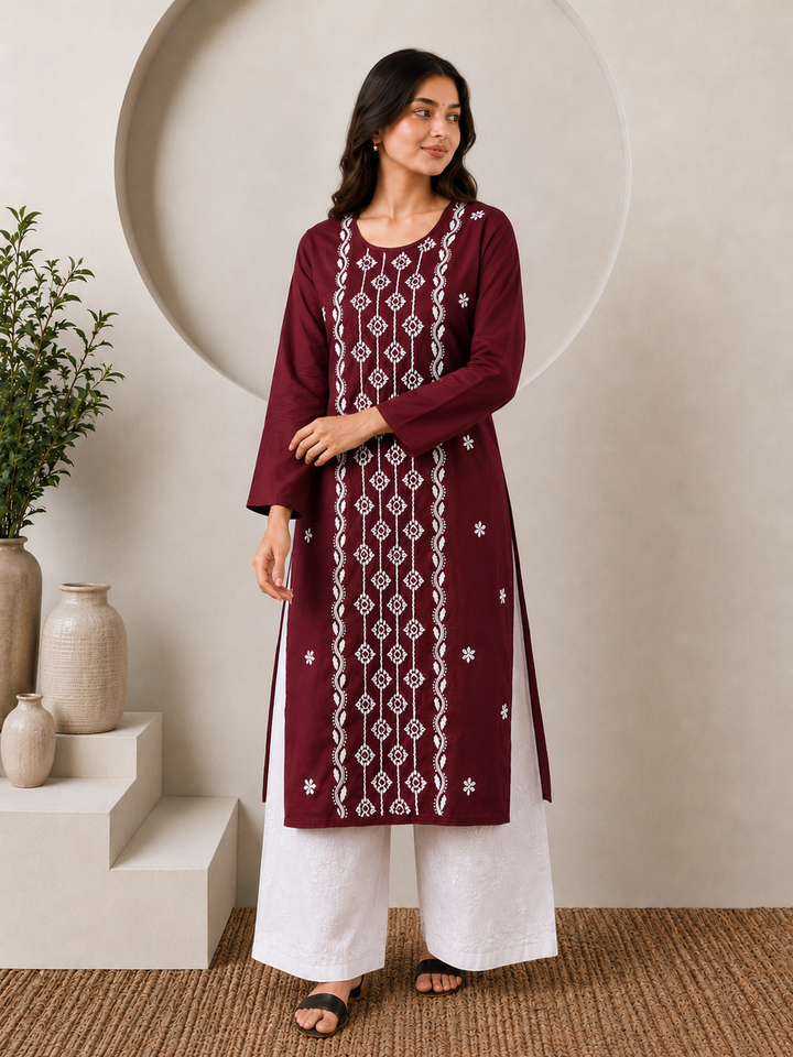 Parul Cotton Chikankari Straight Kurta