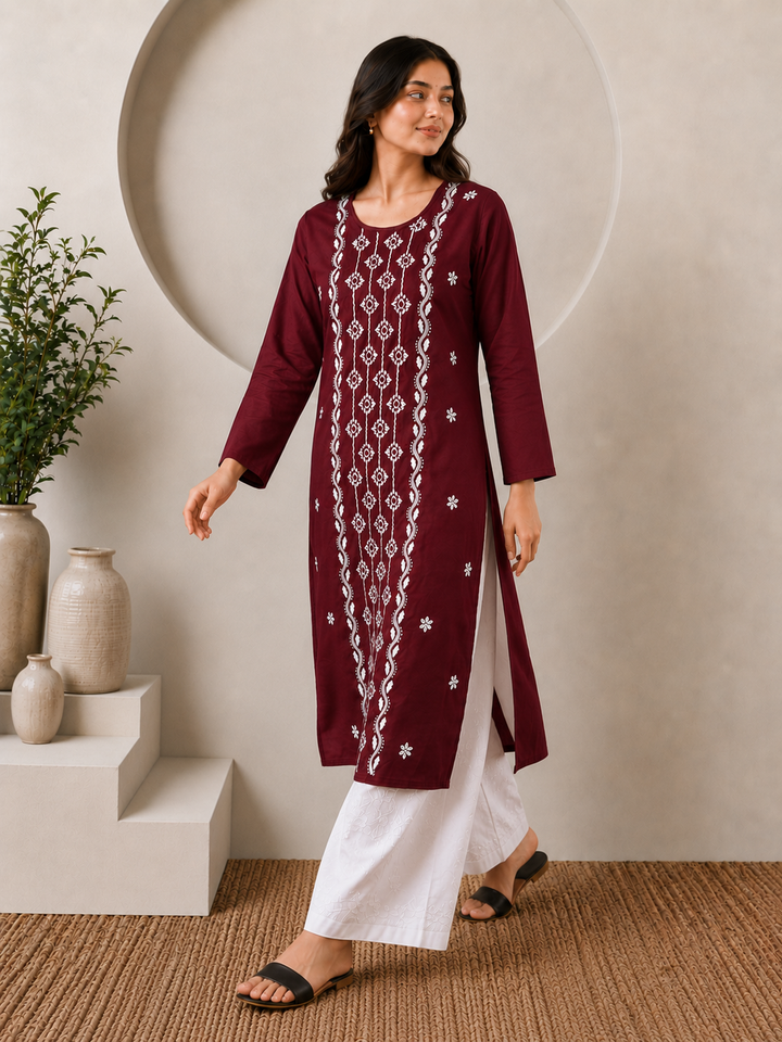 Parul Cotton Chikankari Straight Kurta