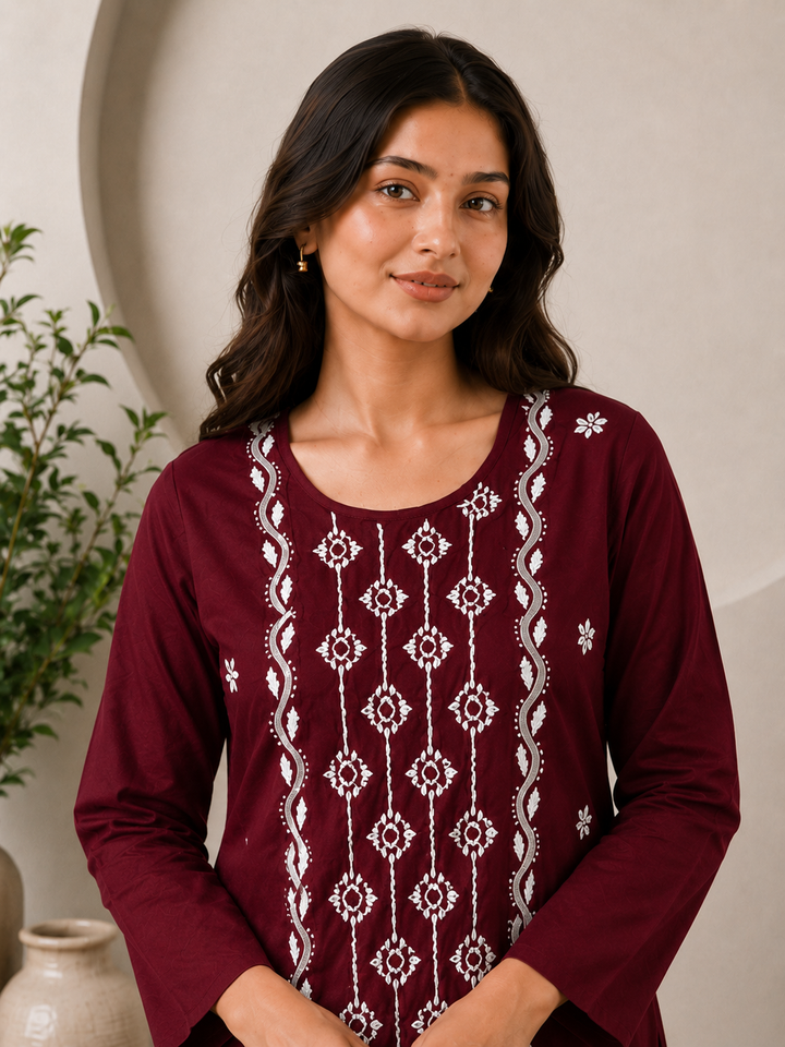 Parul Cotton Chikankari Straight Kurta