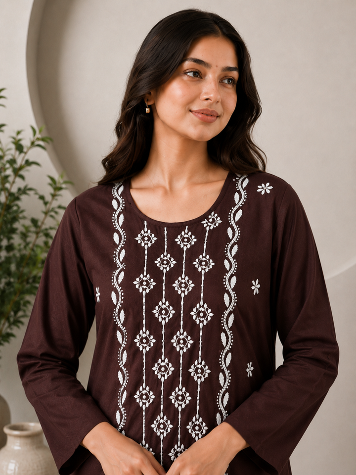 Parul Cotton Chikankari Straight Kurta