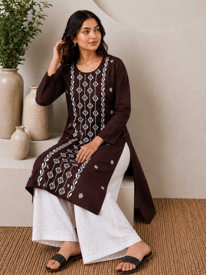 Parul Cotton Chikankari Straight Kurta