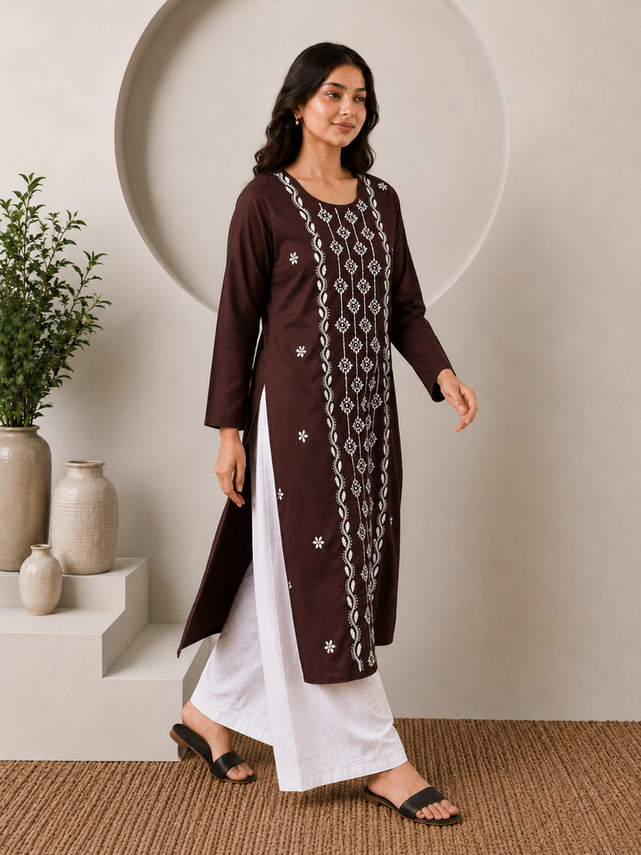 Parul Cotton Chikankari Straight Kurta