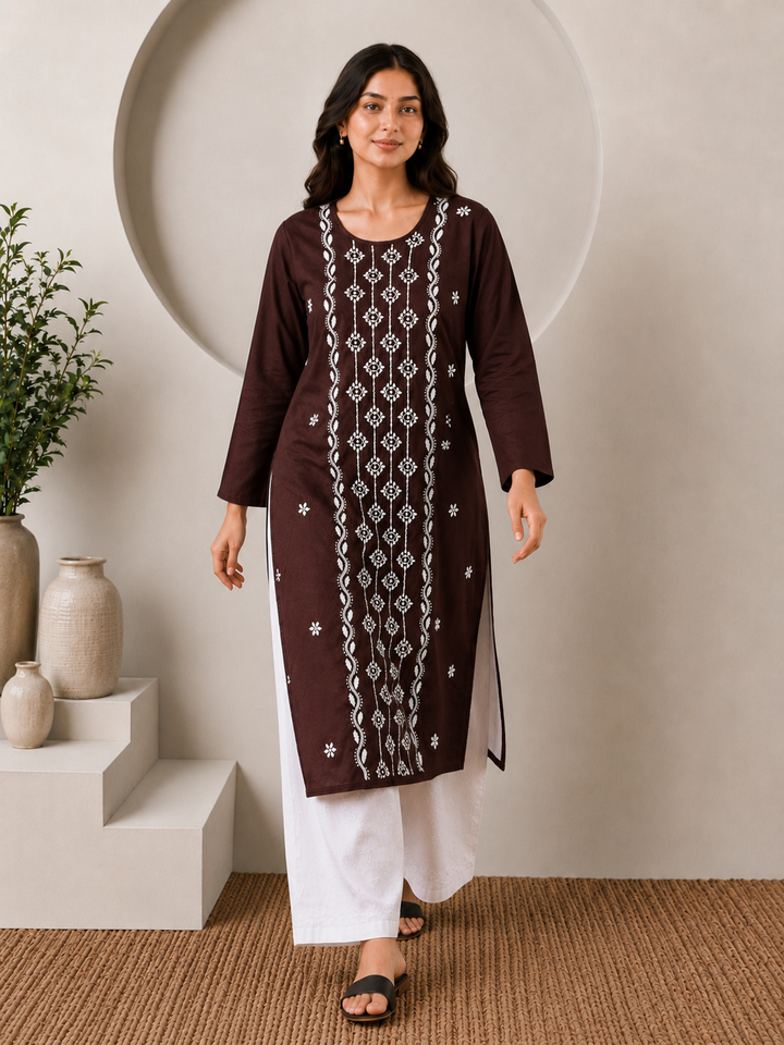Parul Cotton Chikankari Straight Kurta