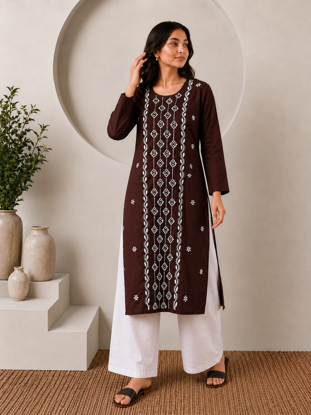 Parul Cotton Chikankari Straight Kurta