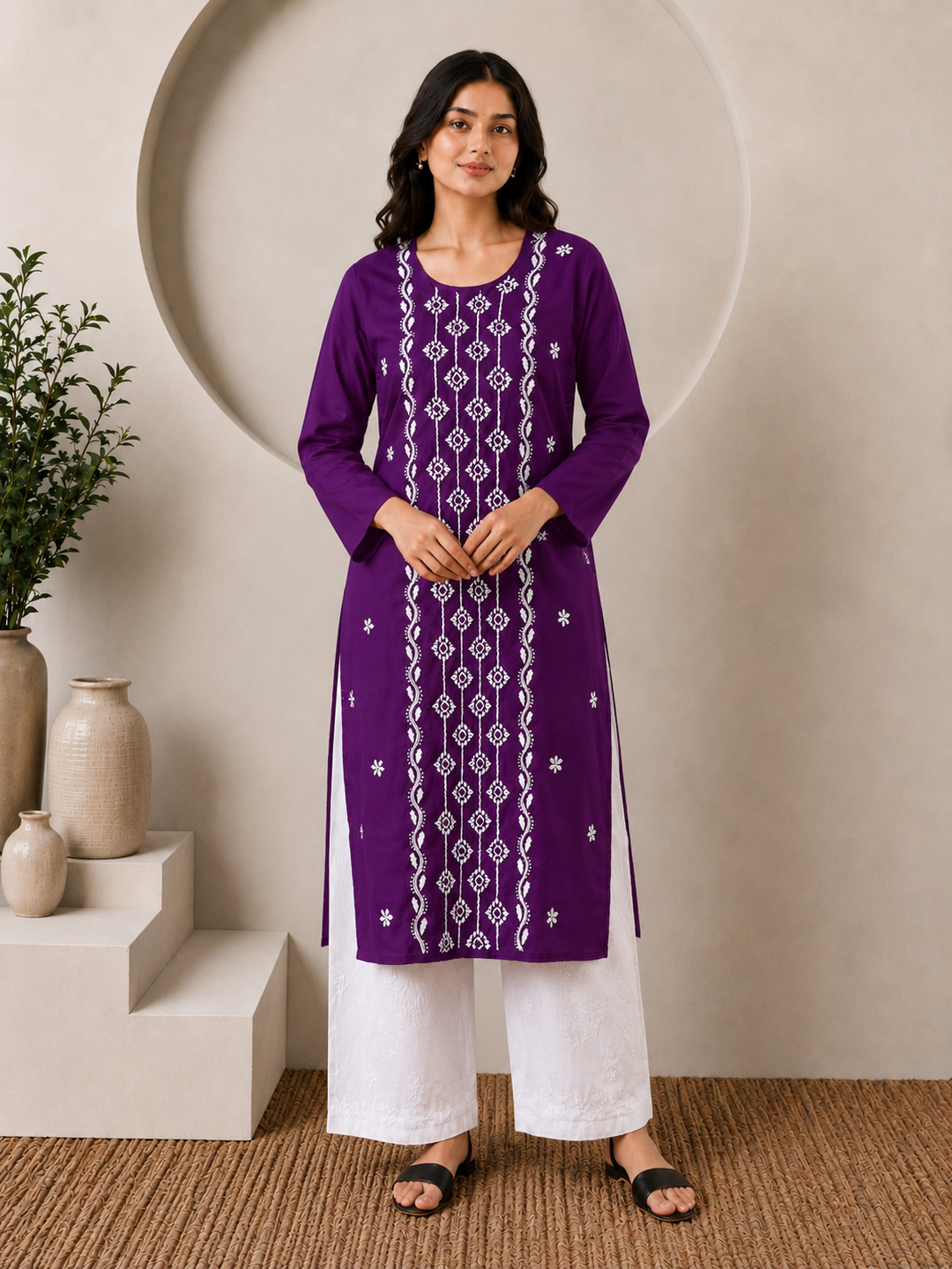 Parul Cotton Chikankari Straight Kurta