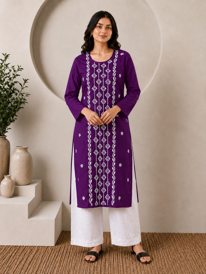 Parul Cotton Chikankari Straight Kurta