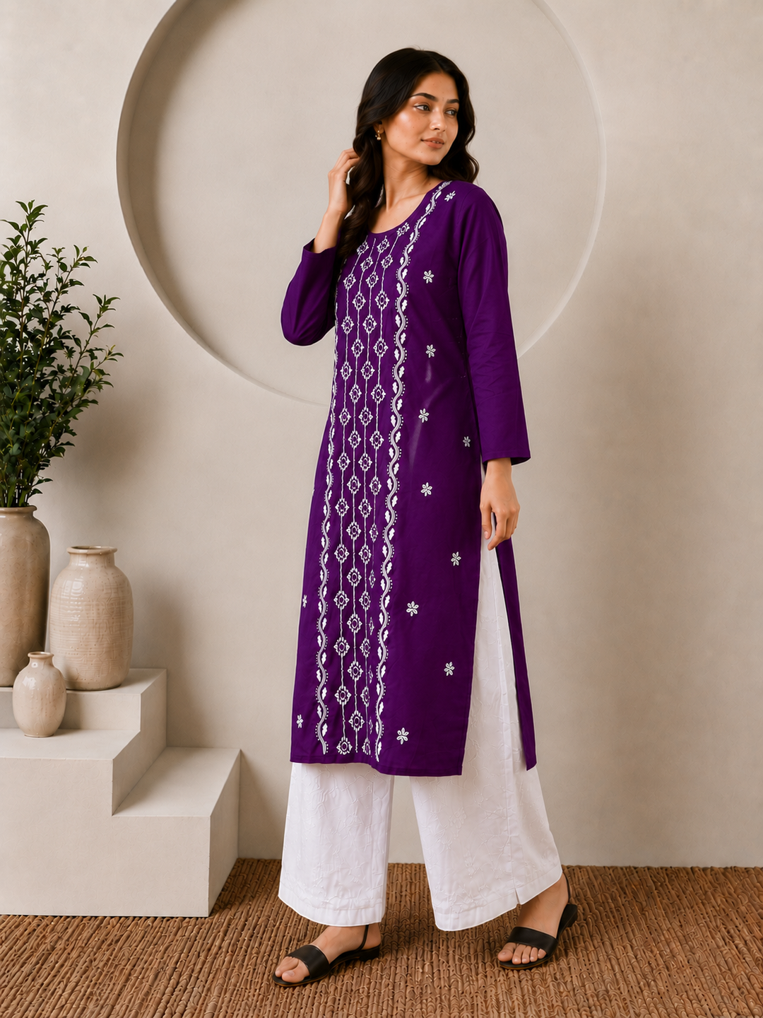 Parul Cotton Chikankari Straight Kurta