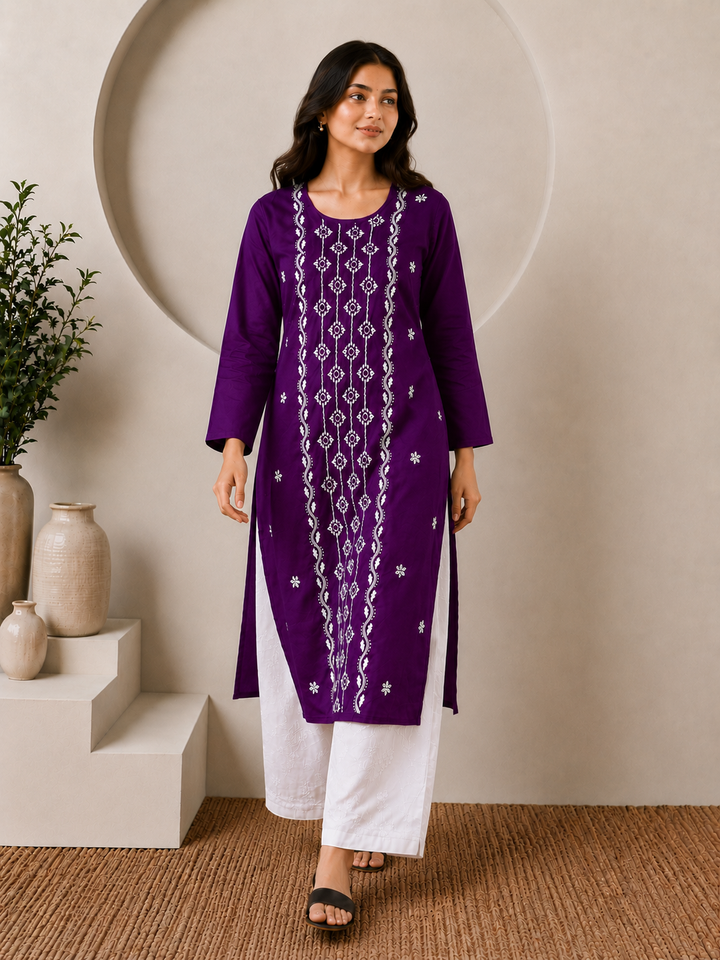 Parul Cotton Chikankari Straight Kurta