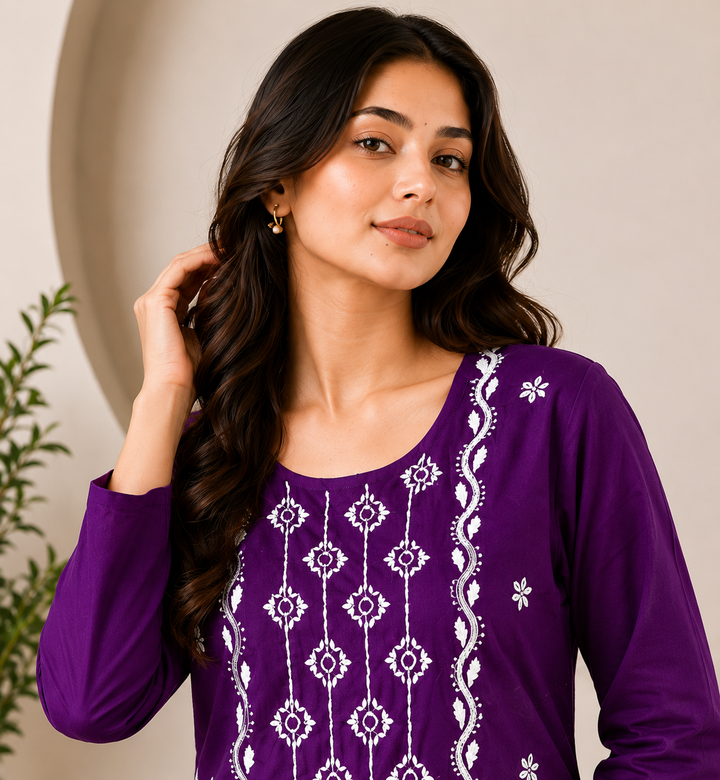 Parul Cotton Chikankari Straight Kurta