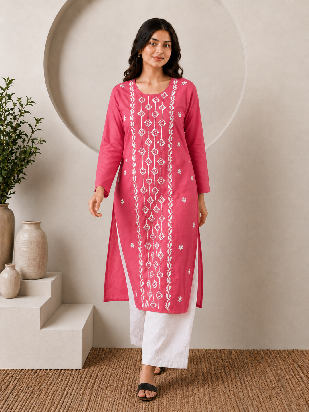 Parul Cotton Chikankari Straight Kurta