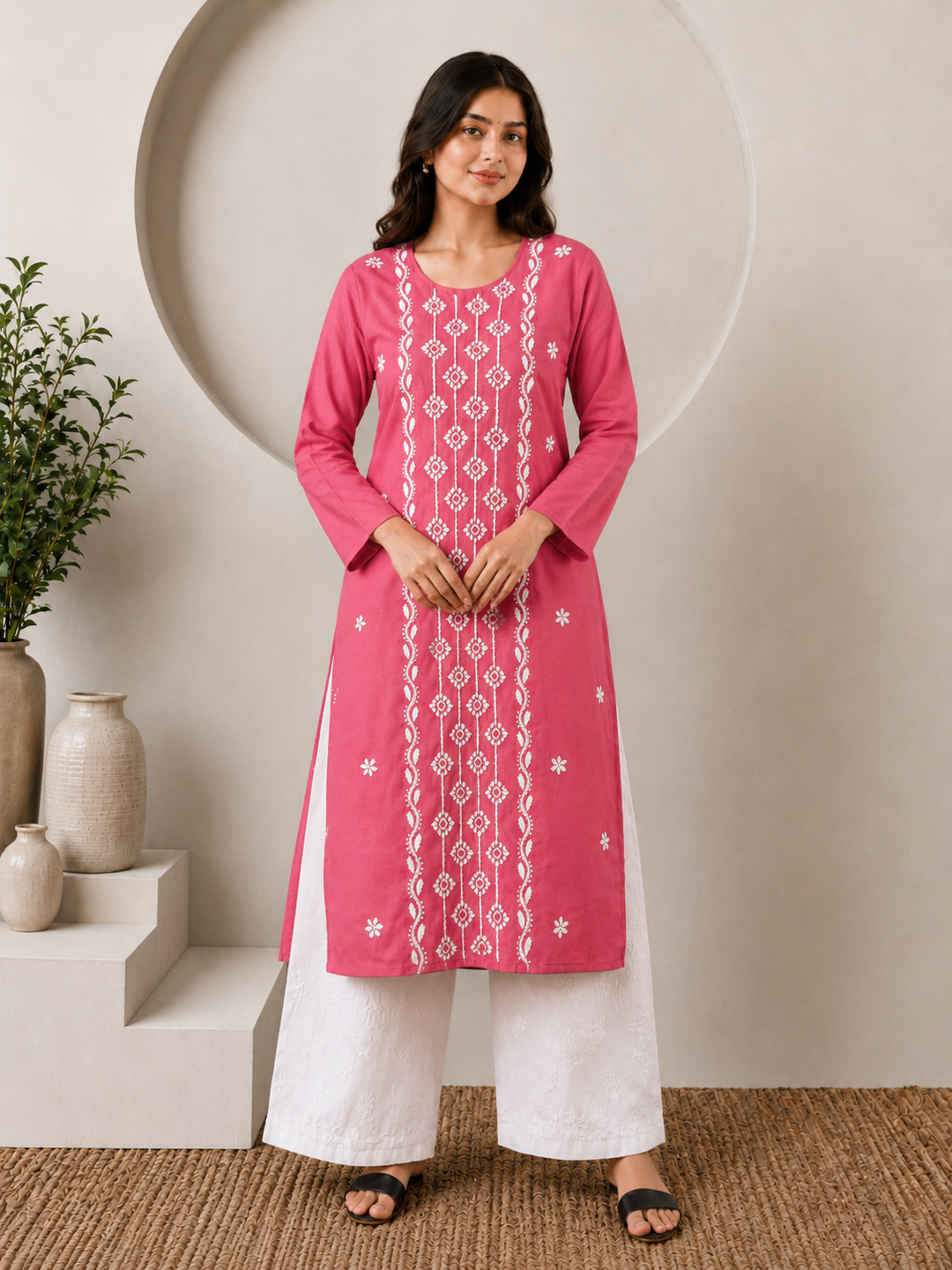 Parul Cotton Chikankari Straight Kurta
