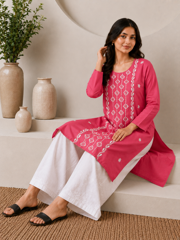 Parul Cotton Chikankari Straight Kurta