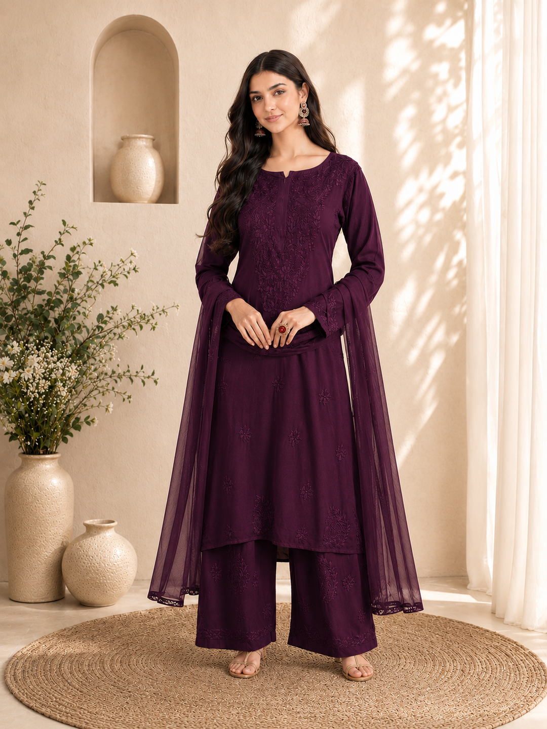 Seher Chikankari Rayon Co-ord Set