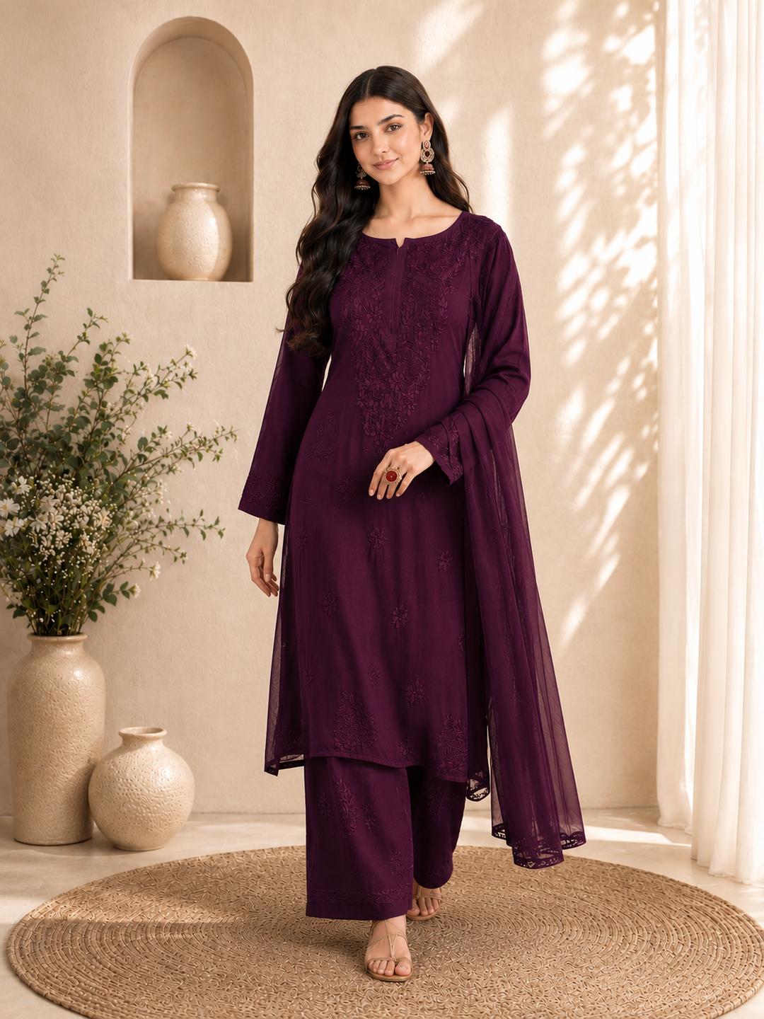 Seher Chikankari Rayon Co-ord Set