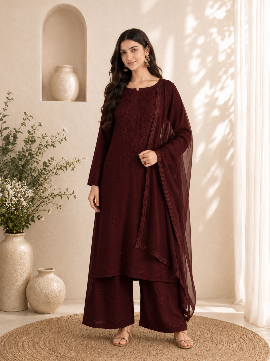 Seher Chikankari Rayon Co-ord Set