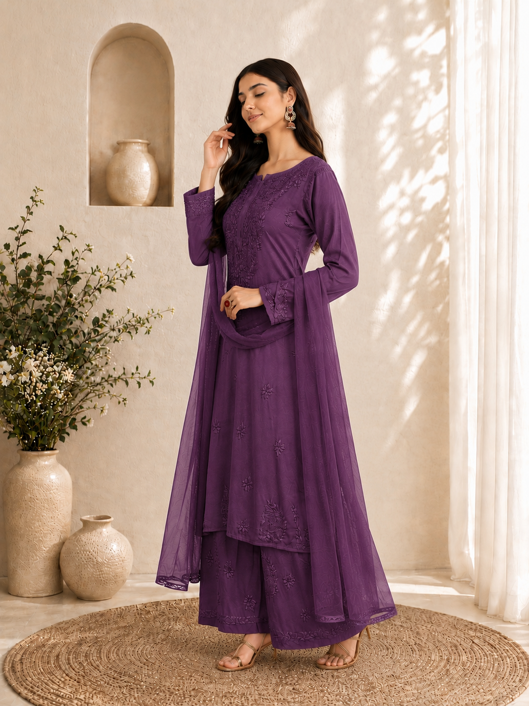 Seher Chikankari Rayon Co-ord Set