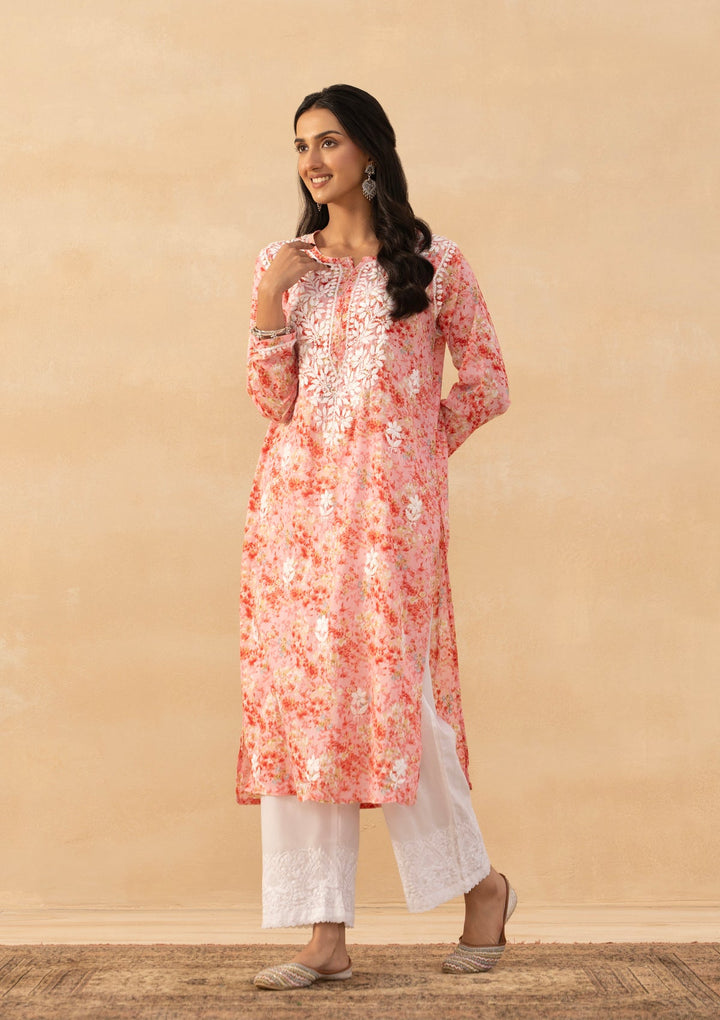 Amaira Mulmul Chikankari Straight Kurta