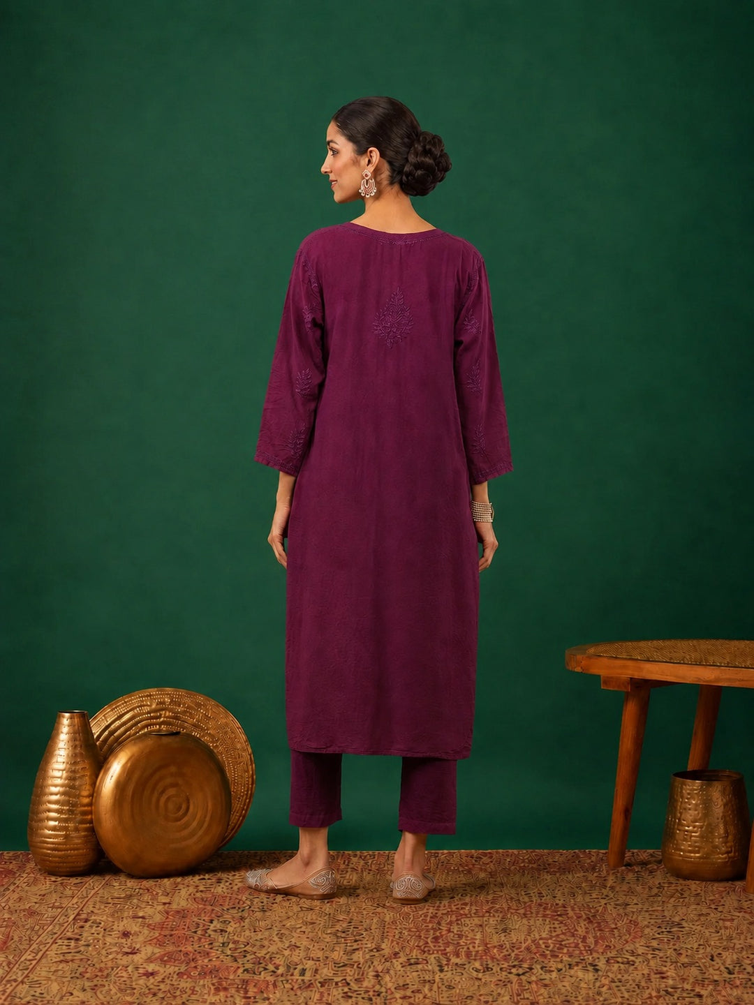 Kumkum Chanderi Chikankari Mukaish Co-ord Set