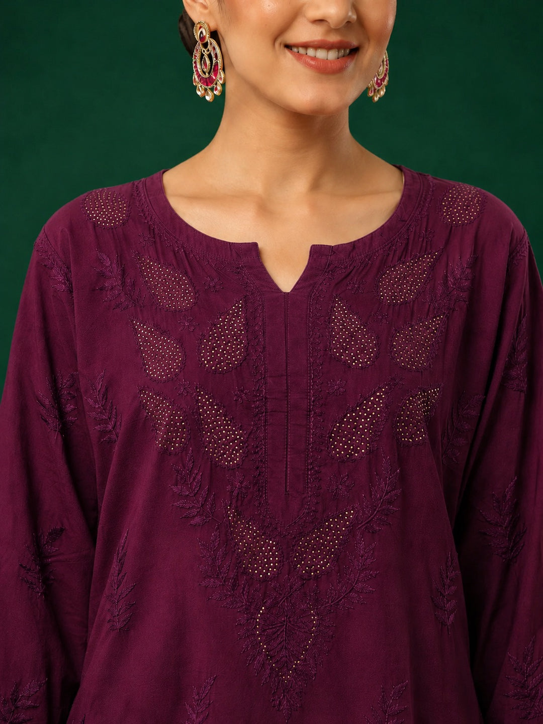 Kumkum Chanderi Chikankari Mukaish Co-ord Set