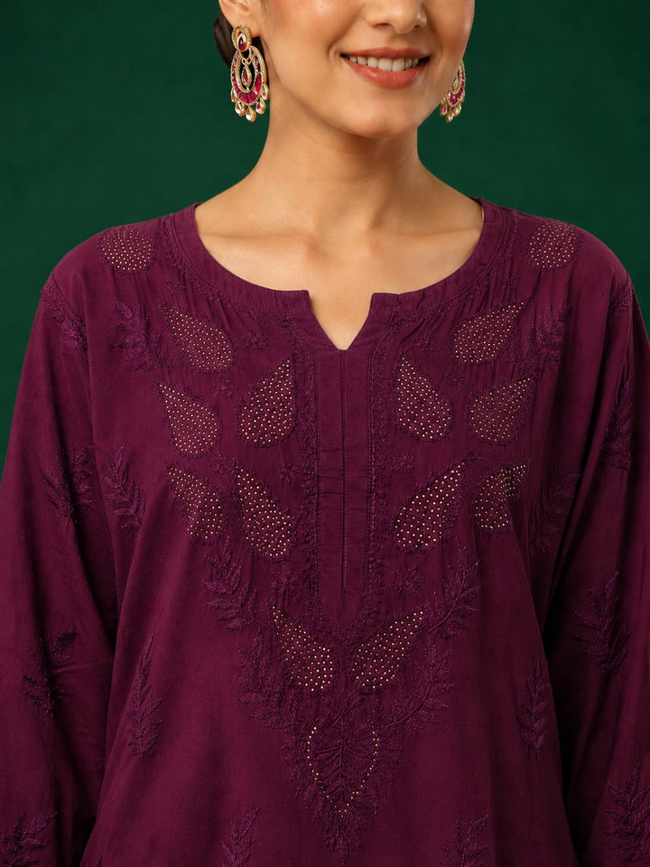Kumkum Chanderi Chikankari Mukaish Co-ord Set