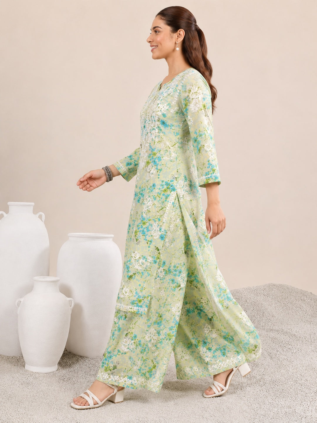 Manvi Mulmul Chikankari Printed Co-ord Set