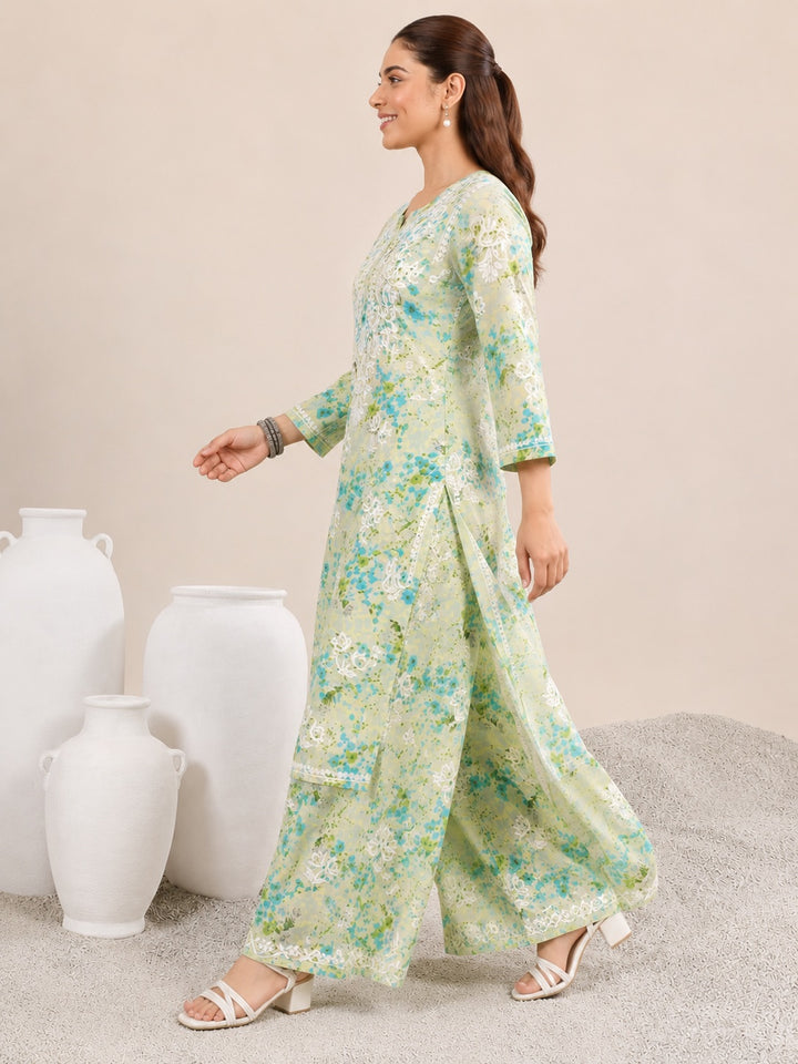 Manvi Mulmul Chikankari Printed Co-ord Set