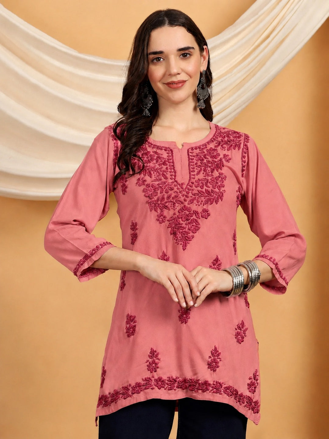 Akira Chikankari Rayon Short Kurti