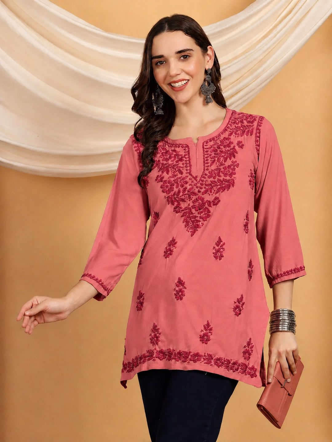 Akira Chikankari Rayon Short Kurti