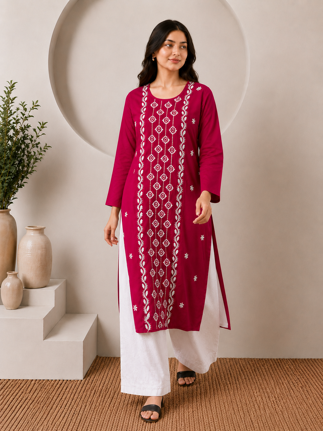 Parul Cotton Chikankari Straight Kurta