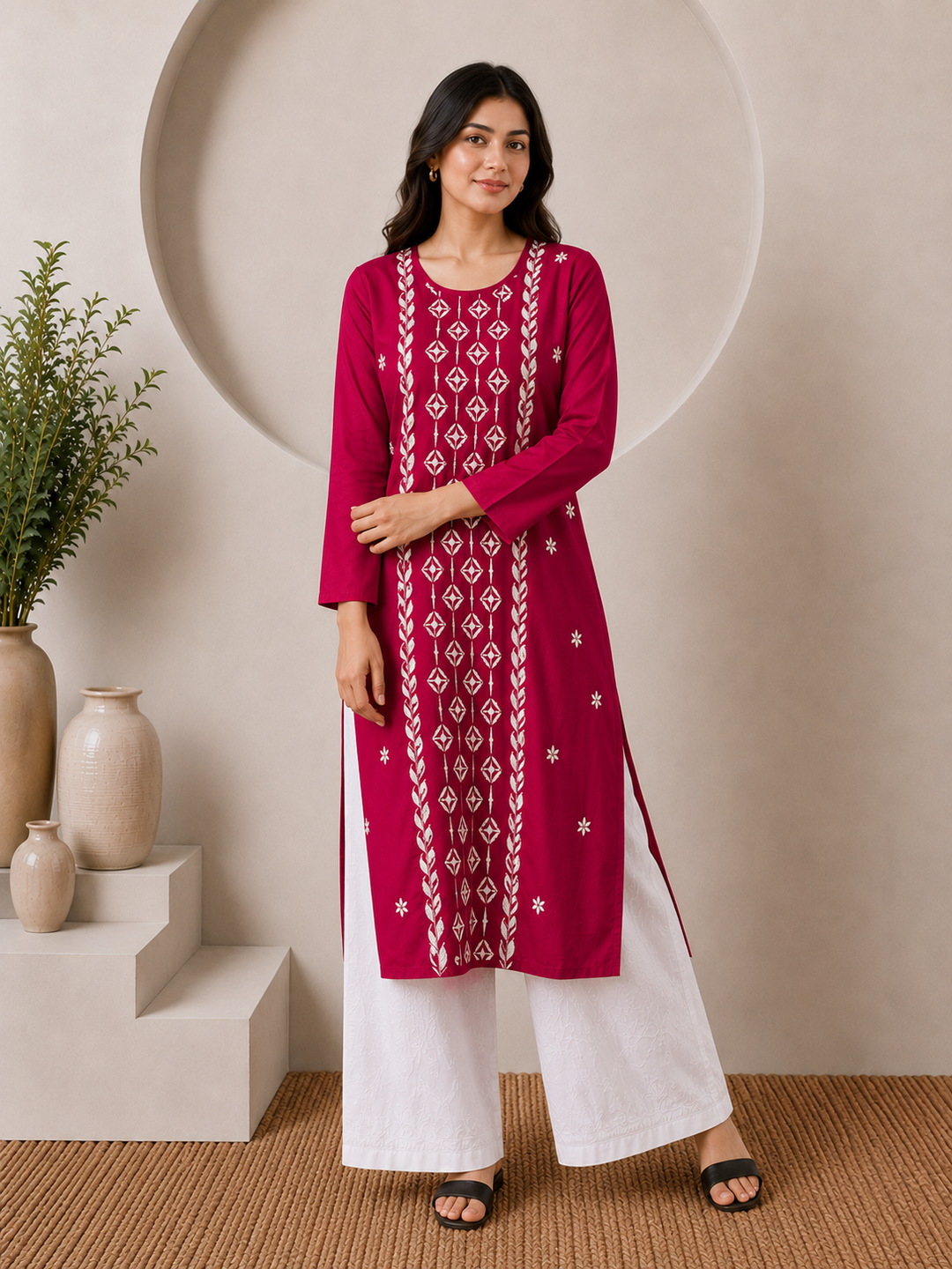 Parul Cotton Chikankari Straight Kurta