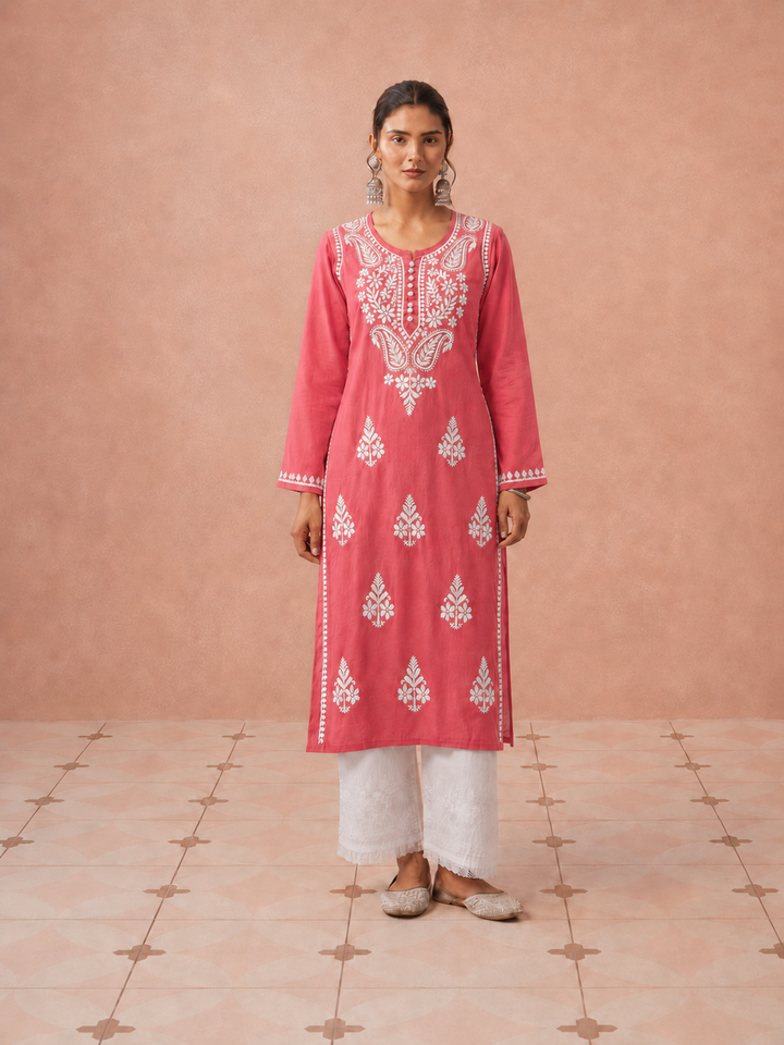 Leela Cotton Chikankari Straight Kurta