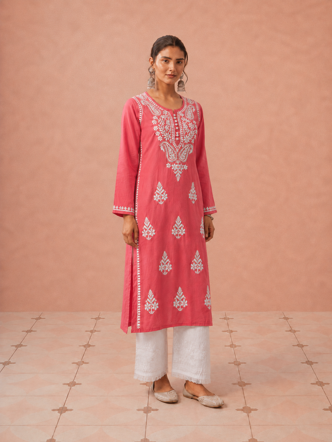 Leela Cotton Chikankari Straight Kurta