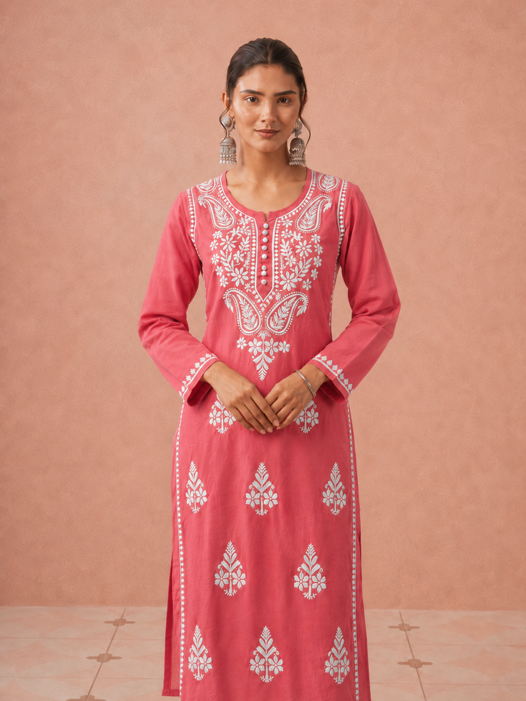 Leela Cotton Chikankari Straight Kurta