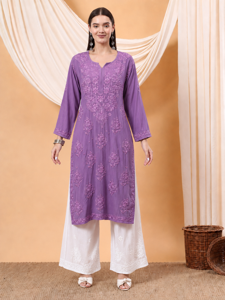 Heer Chikankari Modal Straight Kurta