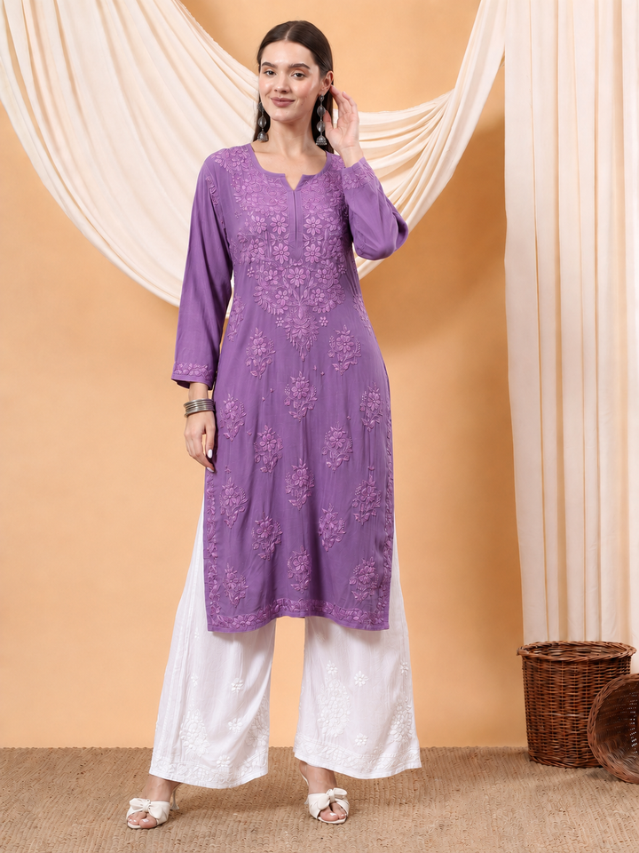Heer Chikankari Modal Straight Kurta
