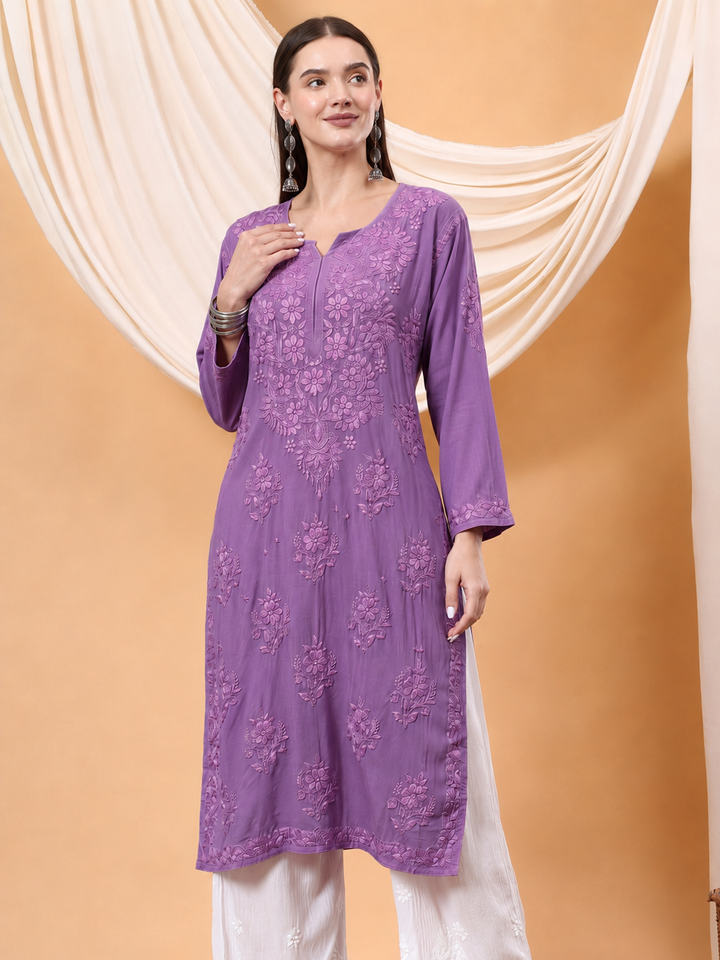 Heer Chikankari Modal Straight Kurta