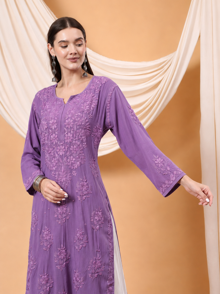Heer Chikankari Modal Straight Kurta