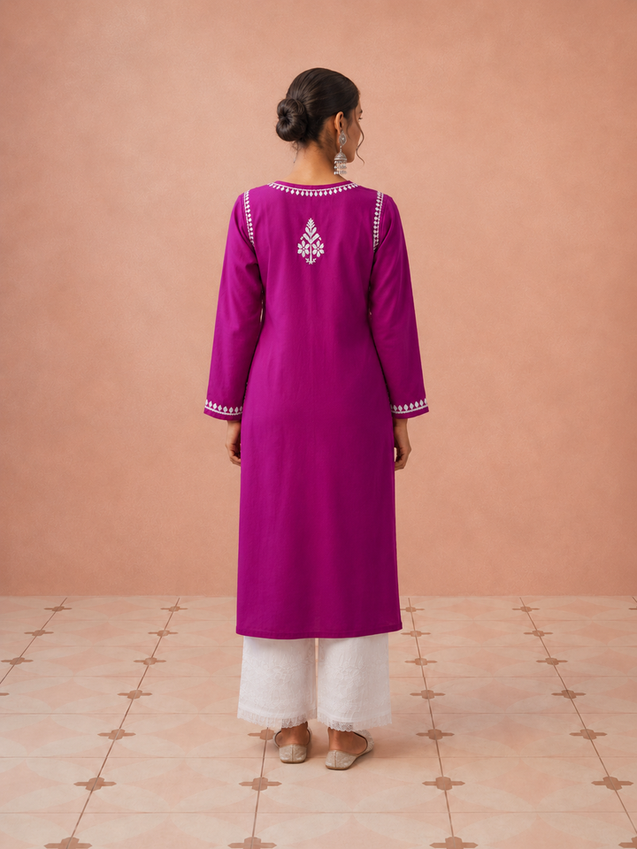 Leela Cotton Chikankari Straight Kurta