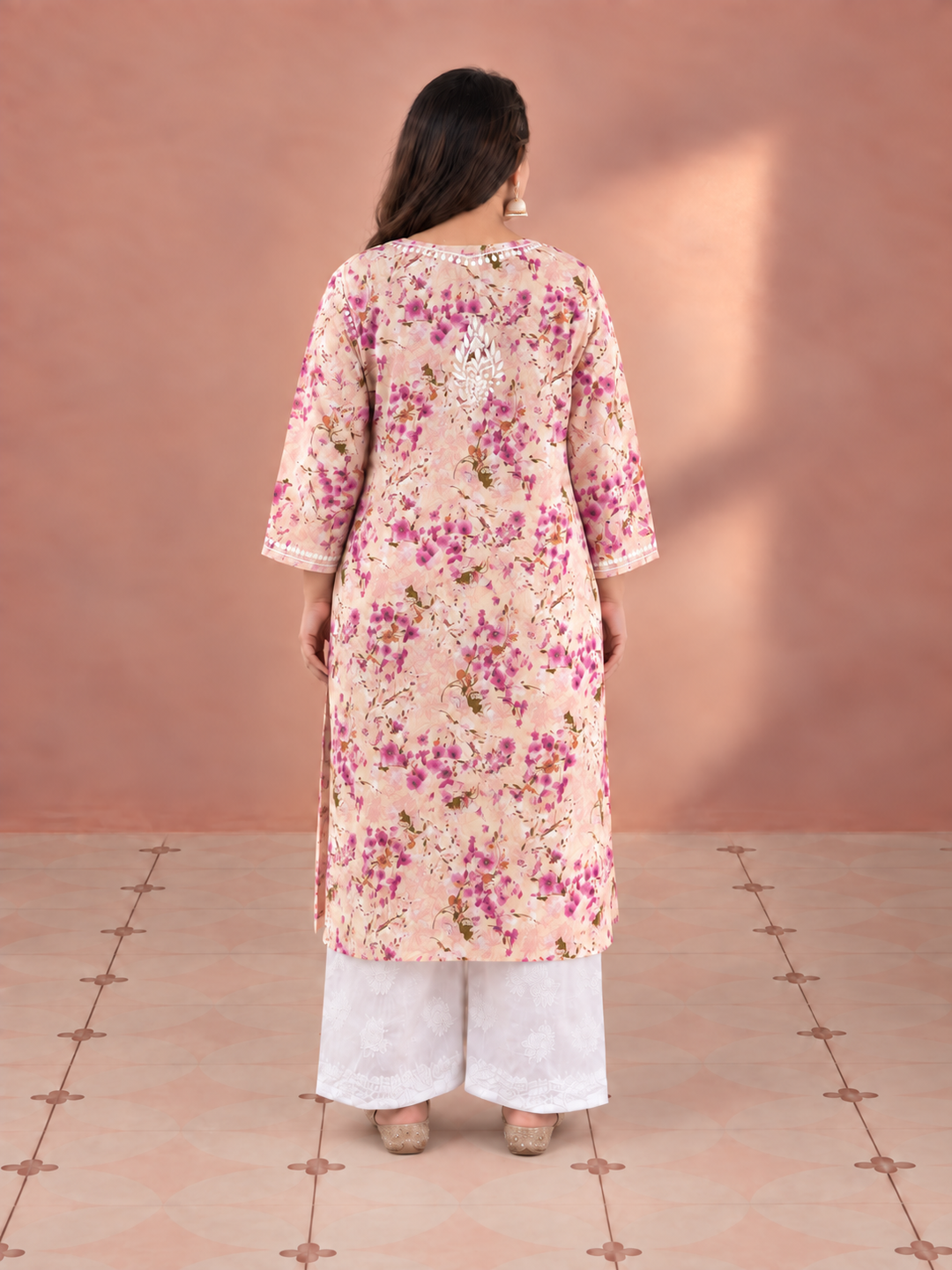 Aditi Mulmul Chikankari Plus Size Straight Kurta