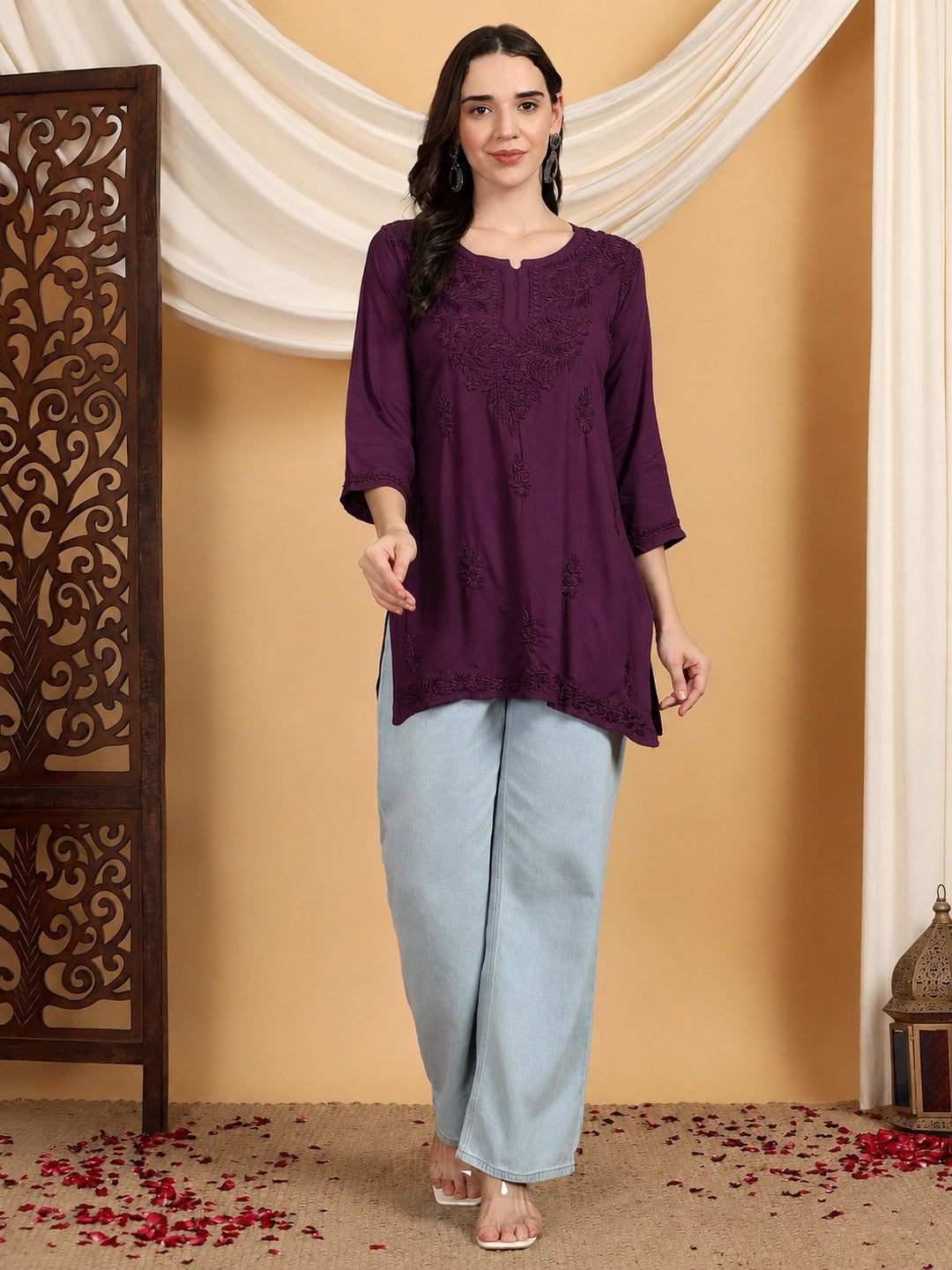 Akira Chikankari Rayon Short Kurti